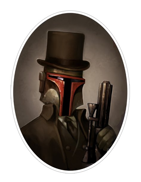 Star wars victorian portrait dessin Boba 03 Portraits de personnages de Star Wars en style Victorien
