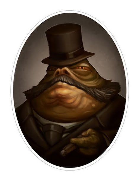 Star wars victorian portrait dessin Jabba 02 Portraits de personnages de Star Wars en style Victorien
