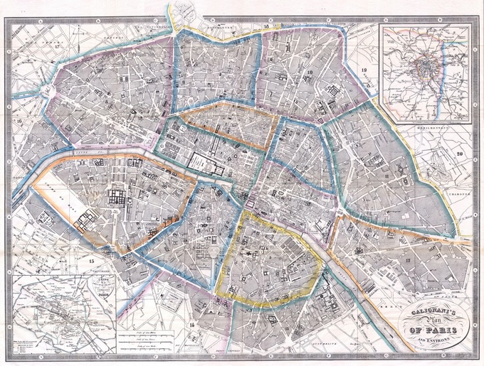 680px 44 1865 Galignanis Plan of Paris and Environs France   Geographicus   Paris galignani 1865 Lhistoire de Paris par ses plans