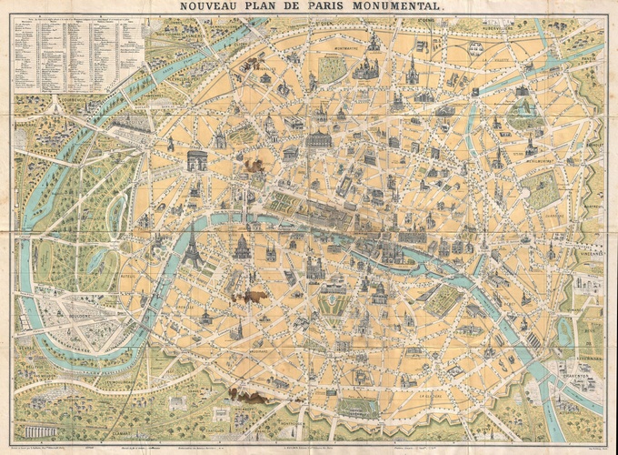 680px 50 plan de paris en 1890 et de ses monuments par guilmin Lhistoire de Paris par ses plans