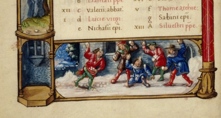 Book of hours second quarter of the 16th century 720x387 Batailles de boules de neige au Moyen Age