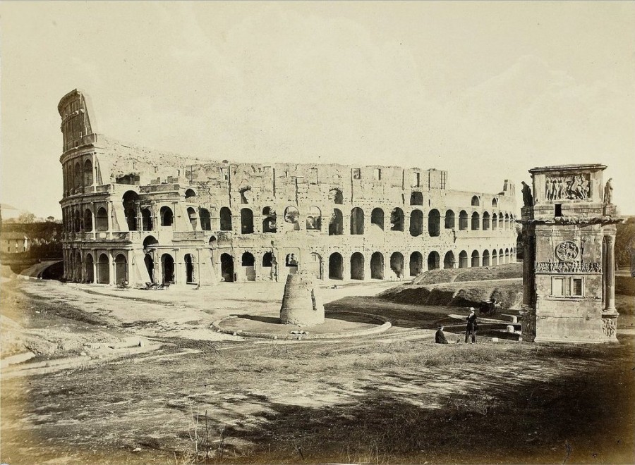 Rome Colosseum Meta Sudans and Arch of Constantine - 1860
