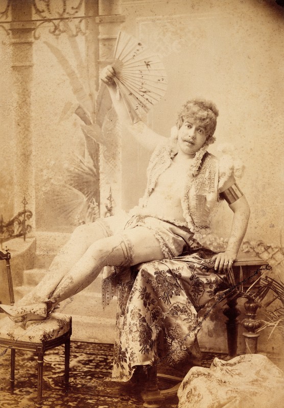 L0031642 Photograph of a man dressed in women's clothing