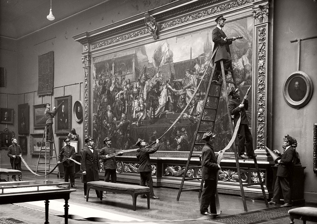 Exercice anti-incendie au Musée National de Krakow - 1910