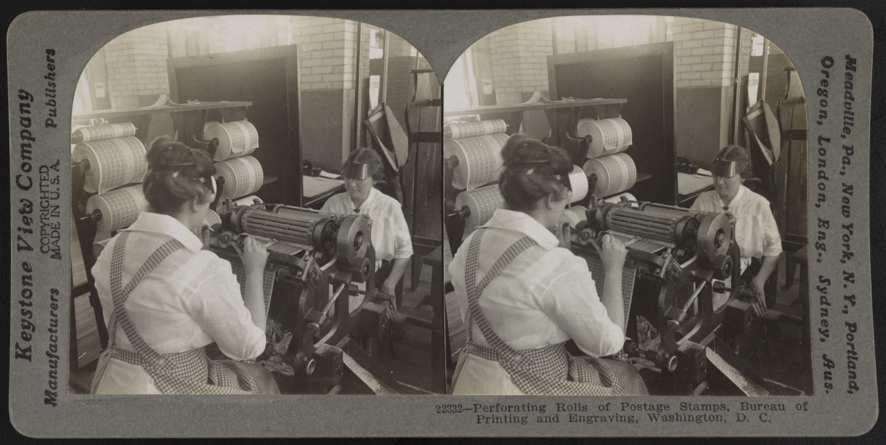 La perforation des timbres, Washington - 1917