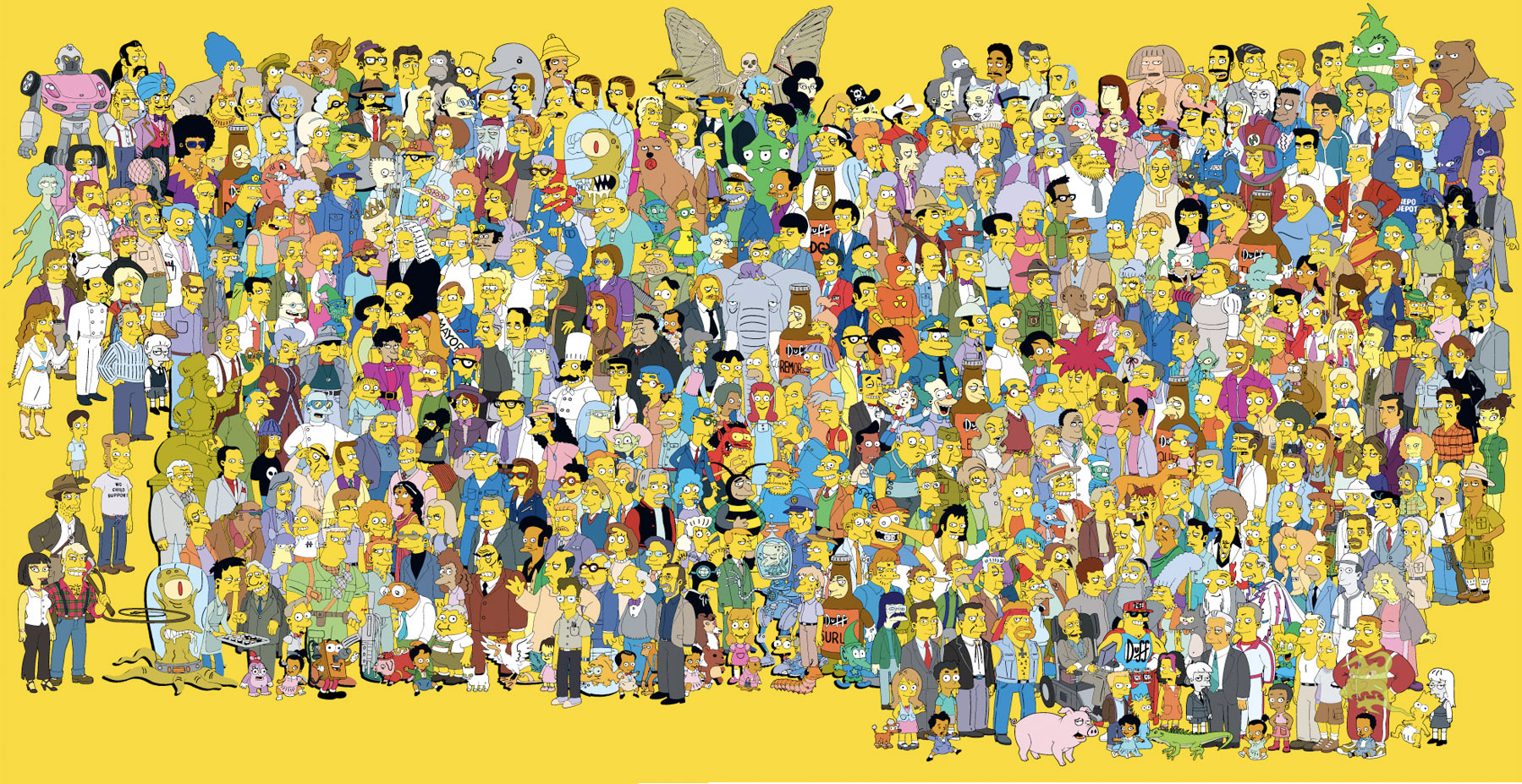 Poster de tous les personnages en 20 ans de Simpsons