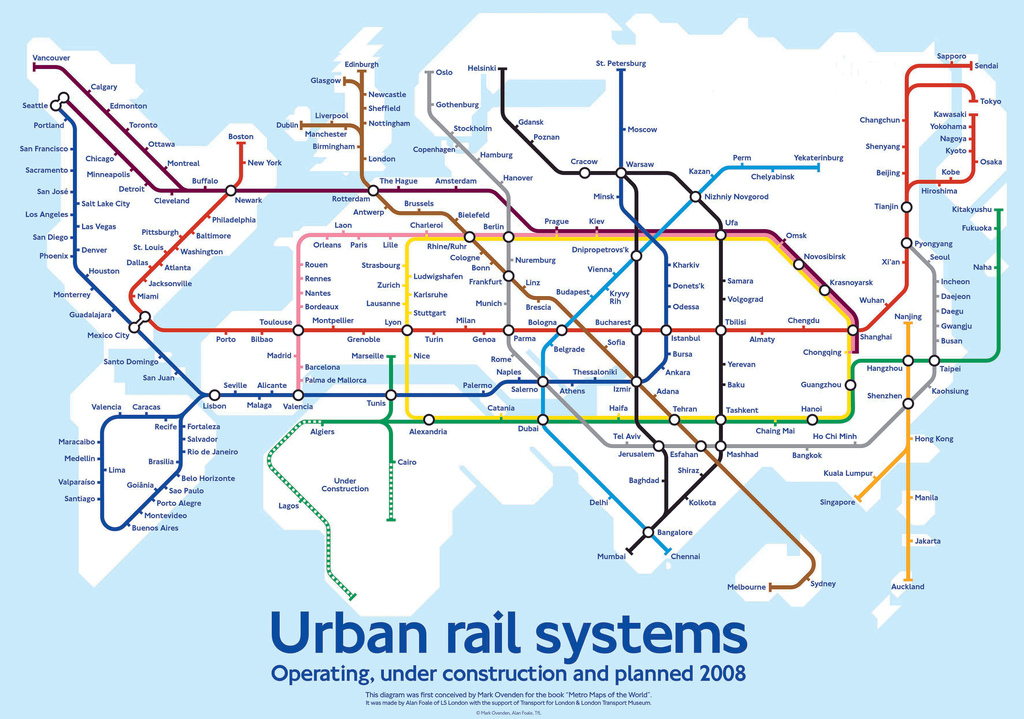 Carte de métro des métros du monde