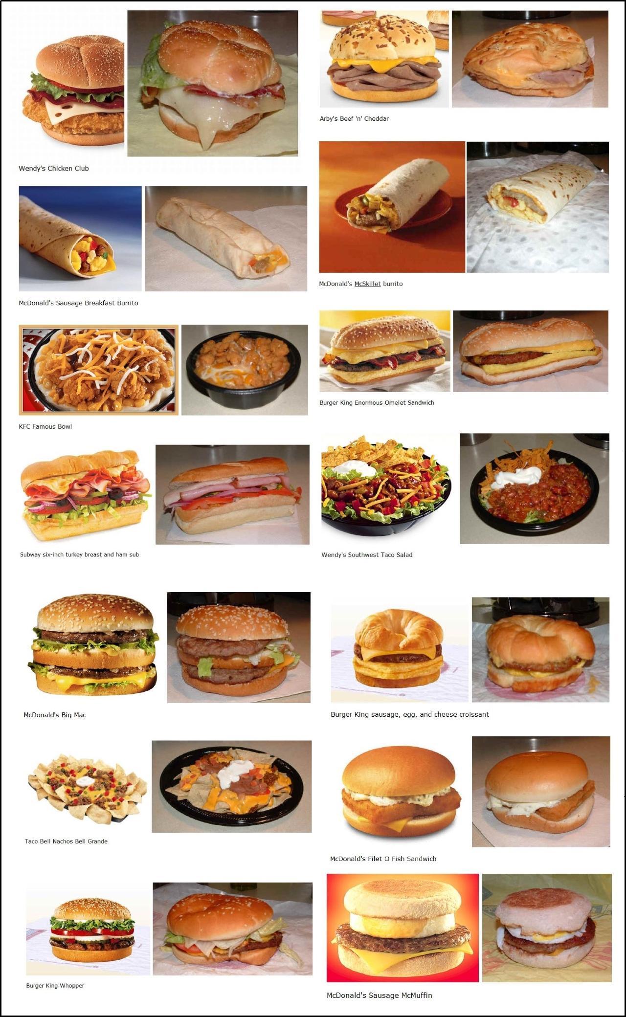 Les hamburgers entre publicité et réalité