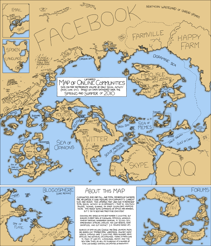 Carte des communautés en ligne V2 par XKCD