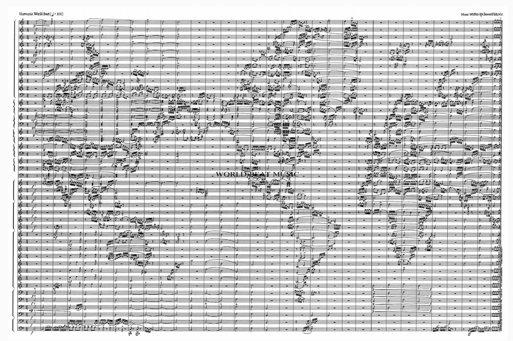 Carte du monde en partition de musique