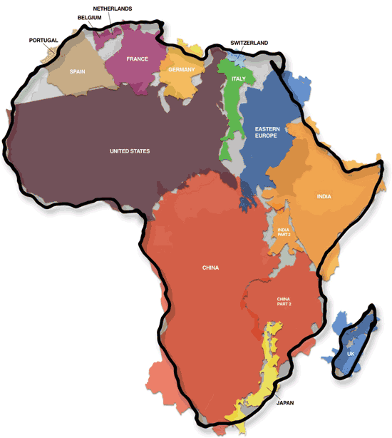 Carte de la vrai taille de l’Afrique