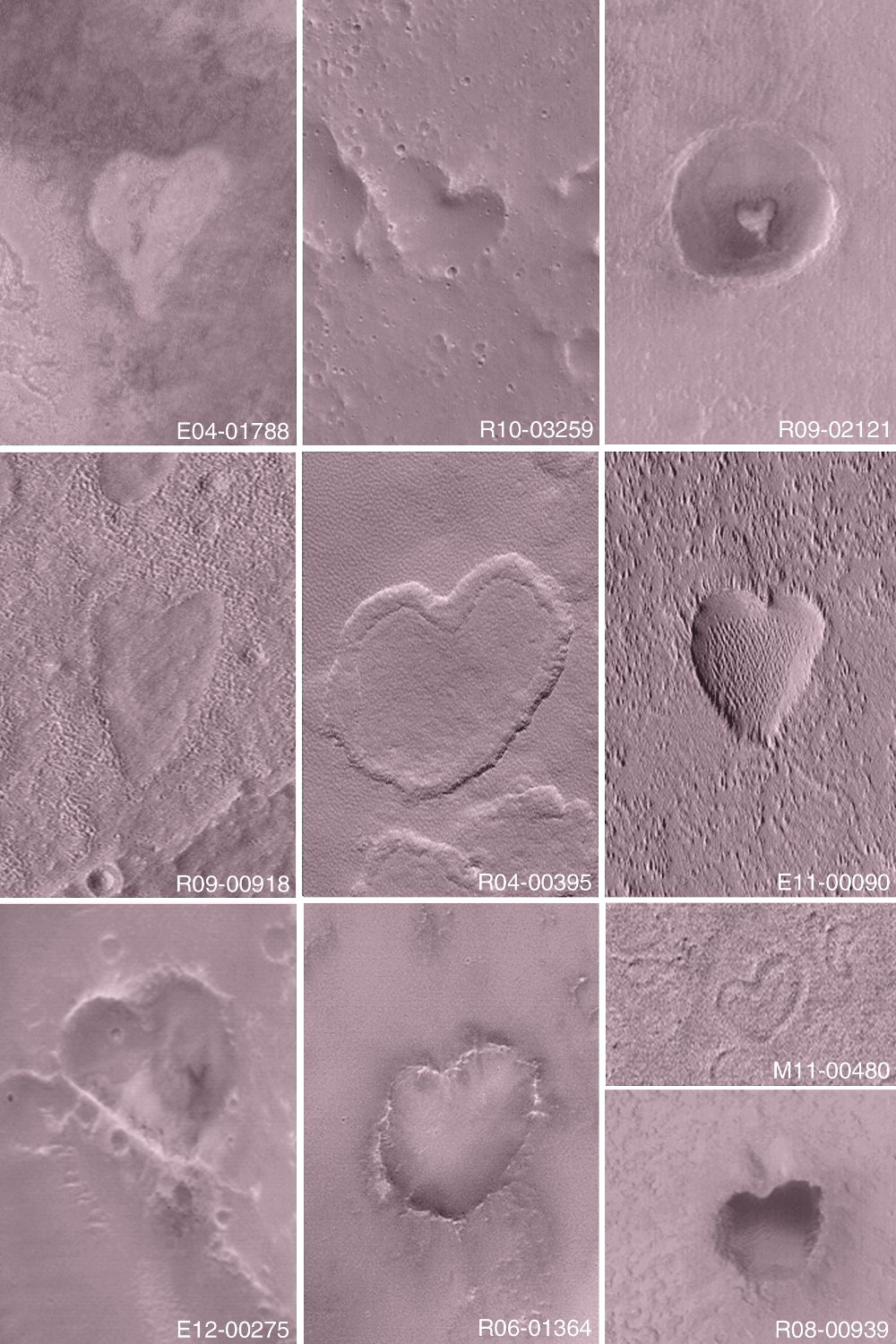 Les coeurs à la surface de Mars