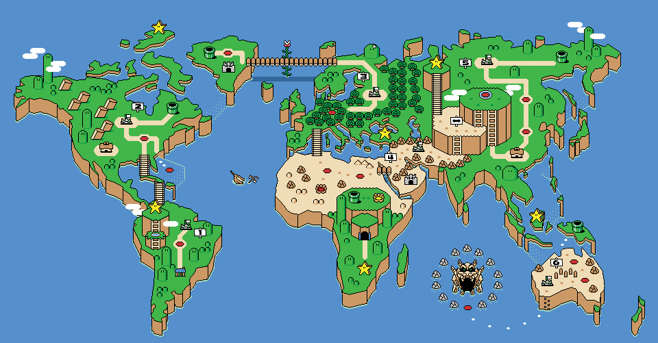 Compress Dim earthquake Carte de la Terre à la Super Mario – La boite verte