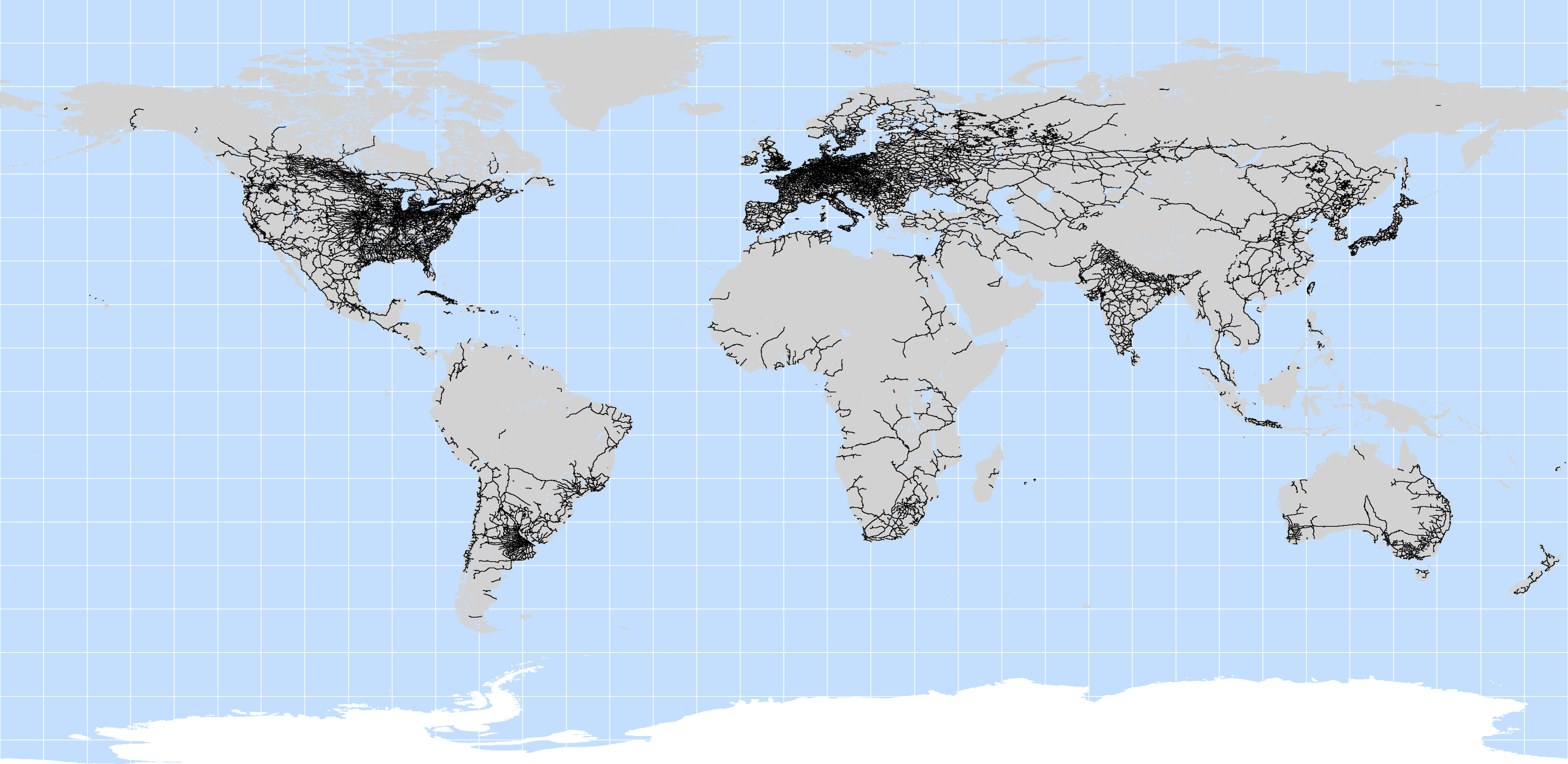 Carte du monde des rails