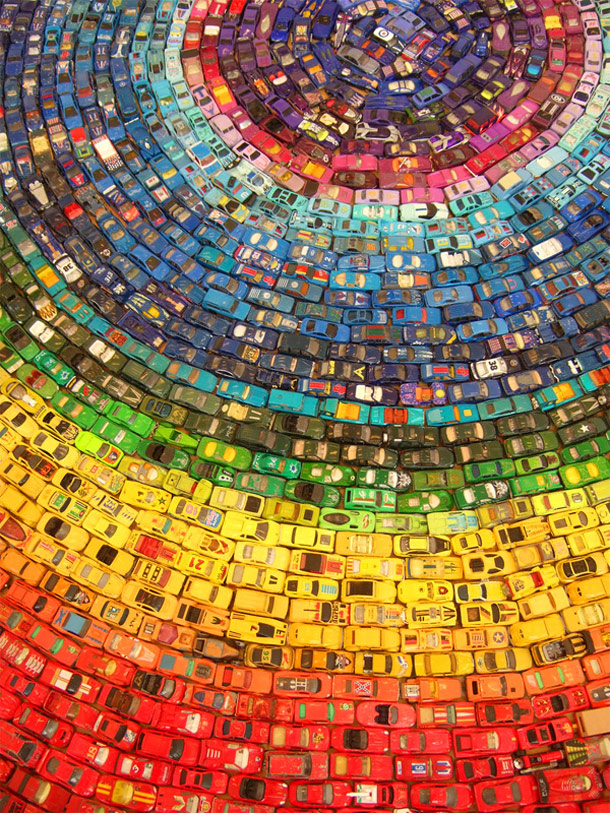 Arc en ciel en voiture miniatures
