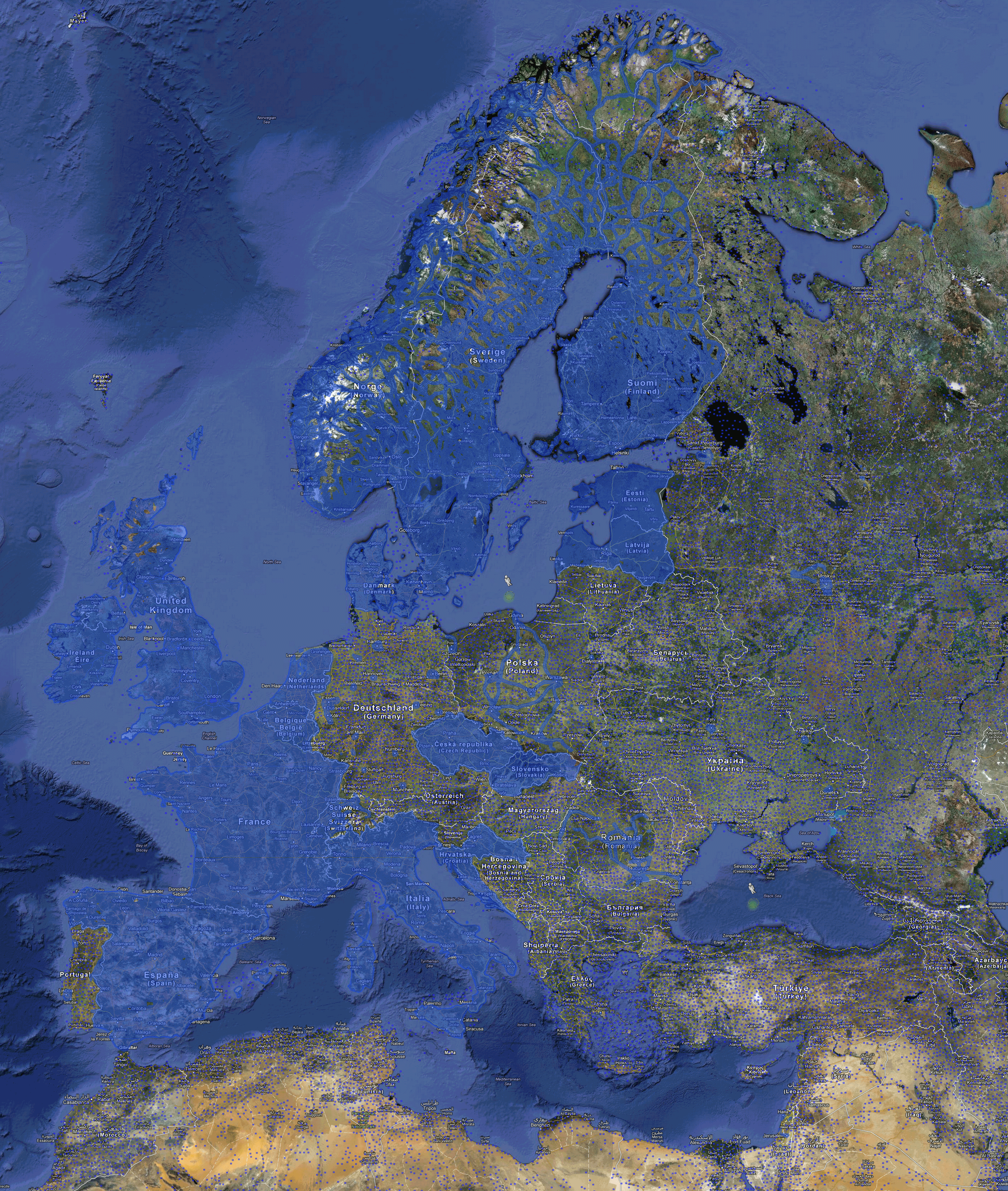 Couverture de Google Street View en Europe