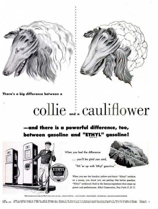 Publicités pour l&rsquo;essence Ethyl en 1950