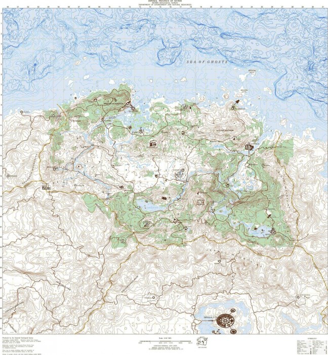 Carte topographique de Skyrim et ses environs