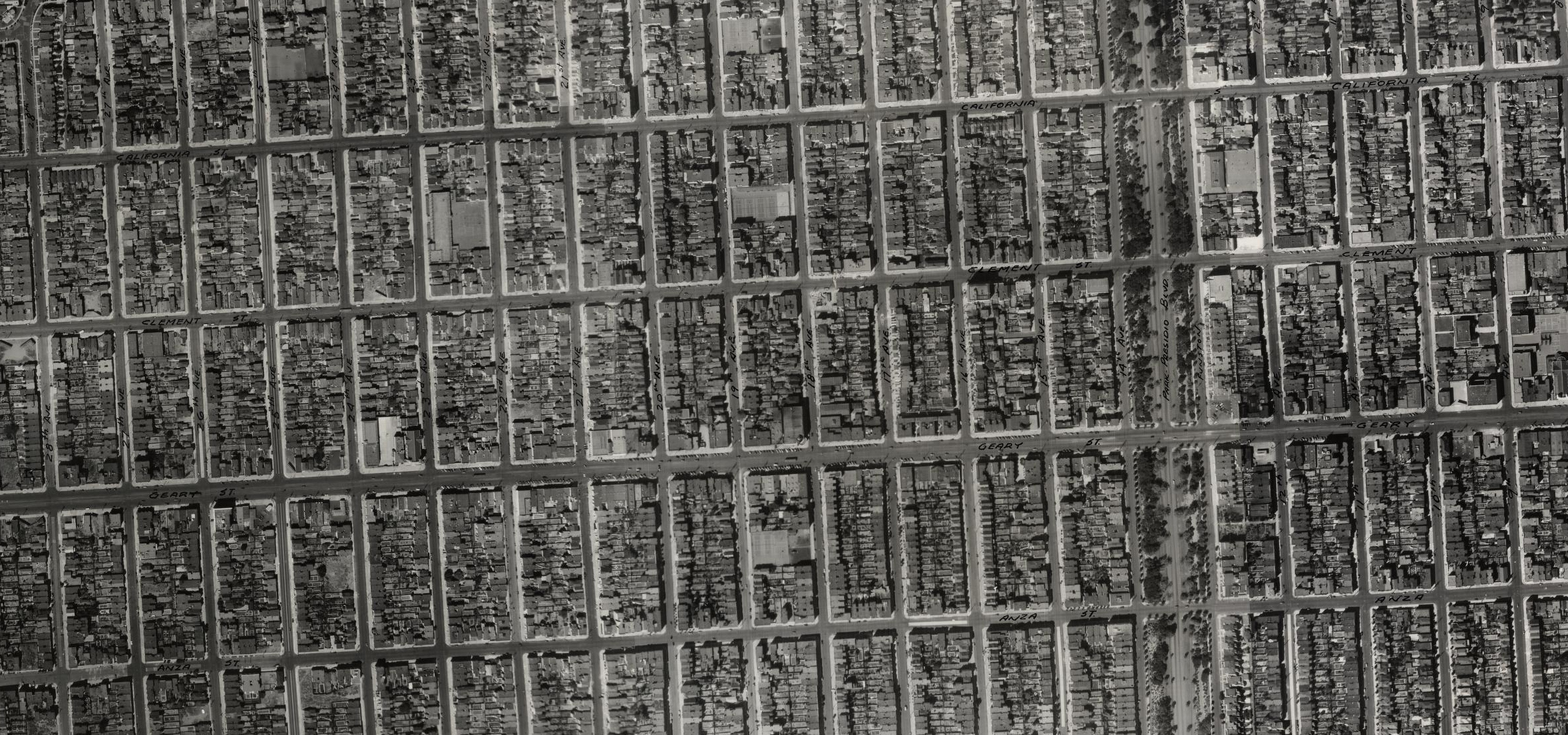 Une photo aérienne composite de San Francisco en 1938