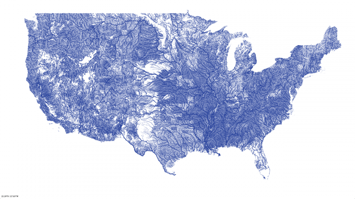 Carte de toutes les rivières des USA