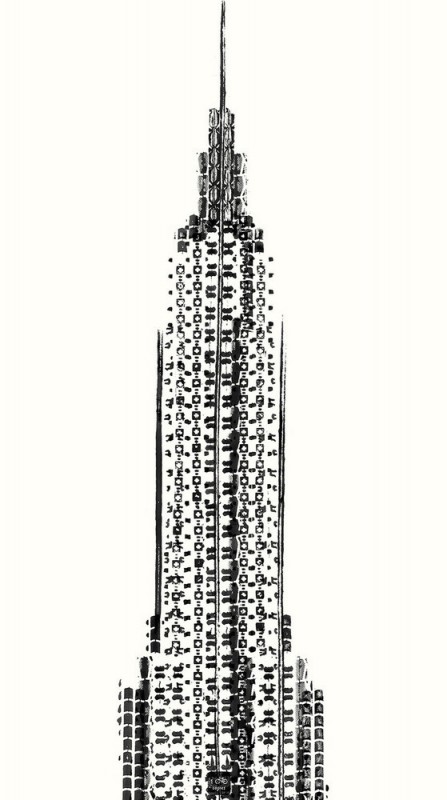 Un Empire State Building en trace de pneus de vélos