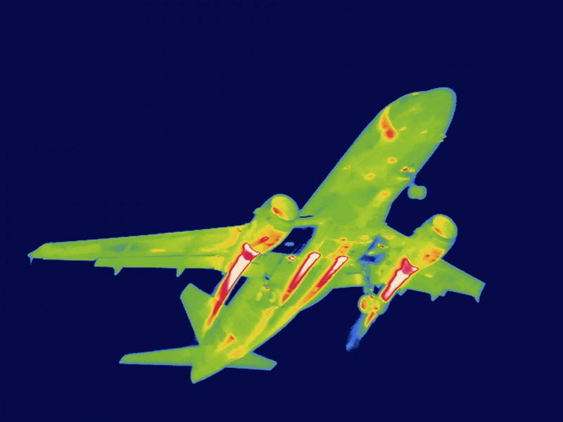 Des avions photographiés avec une caméra thermique