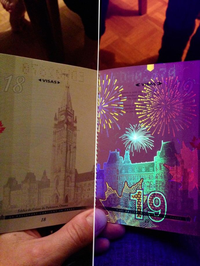 Le nouveau passeport Canadien s’illumine grâce aux UV