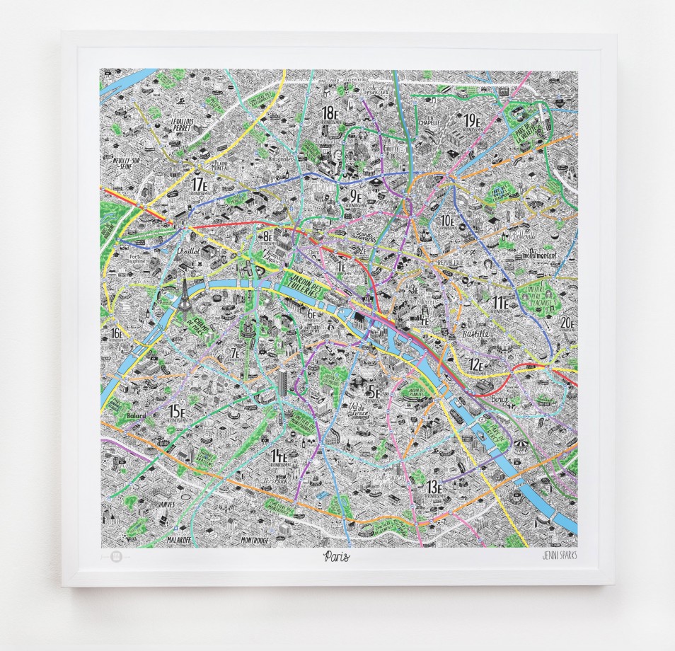 Une carte de Paris dessinée à la main