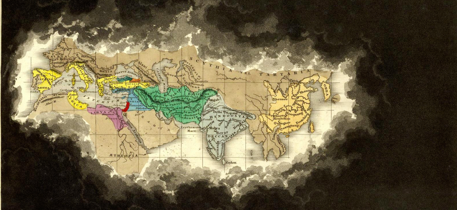 Un atlas du monde connu en brouillard de guerre publié en 1830