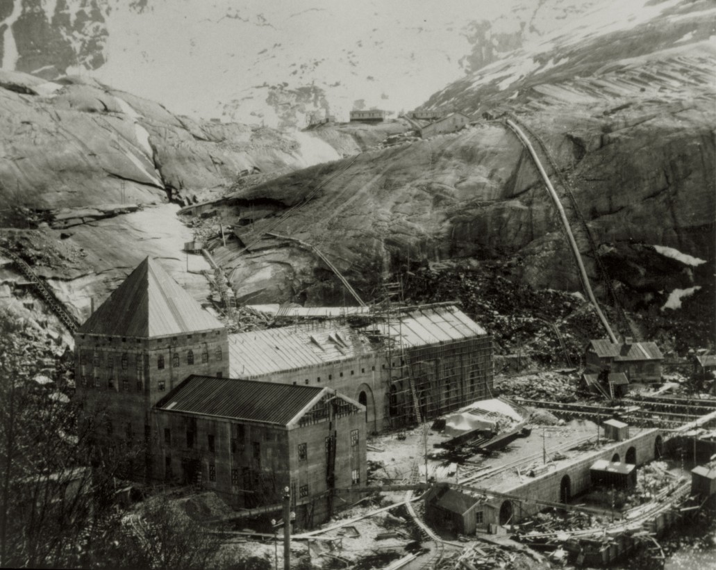 Bygging av Glomfjord kraftverk *** Local Caption *** Fra dias-arkiv