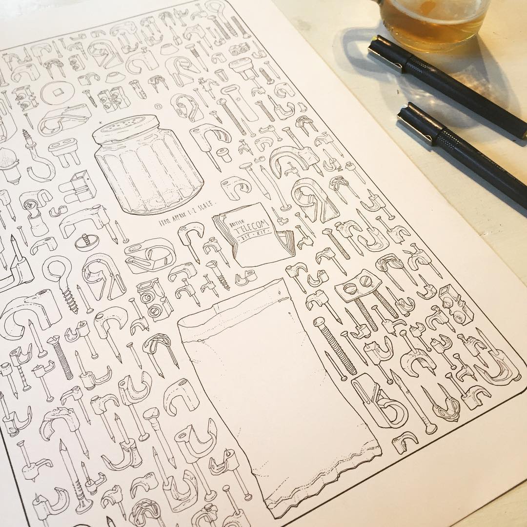 Il dessine chaque objet de l’atelier de son grand-père