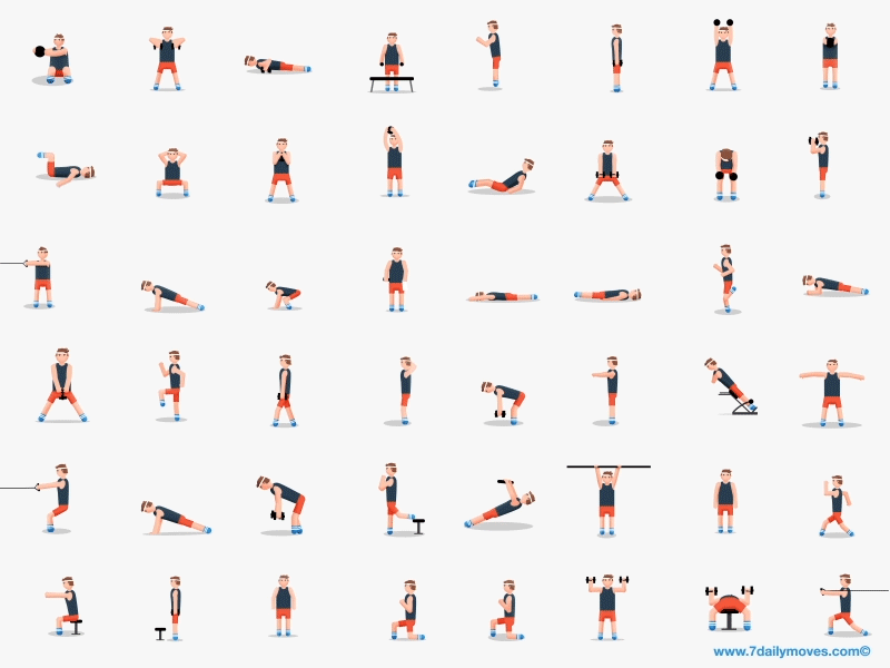 48 exercices sportifs pour garder la forme en un gif