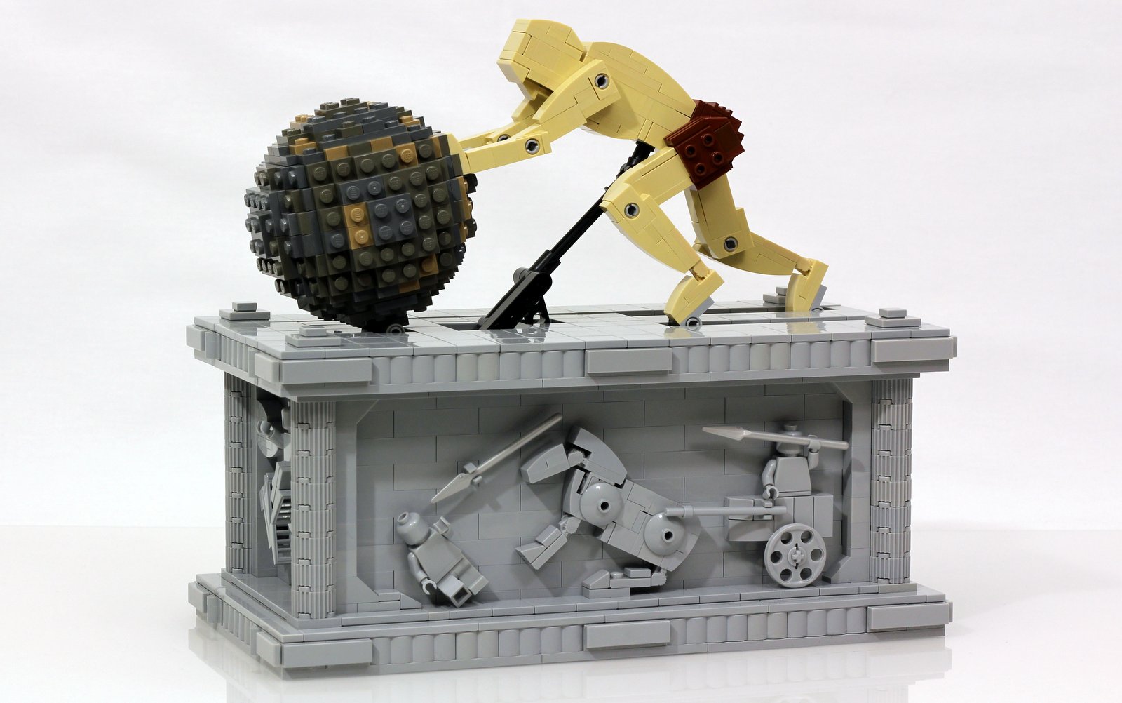 Sisyphe et son rocher animés en Lego