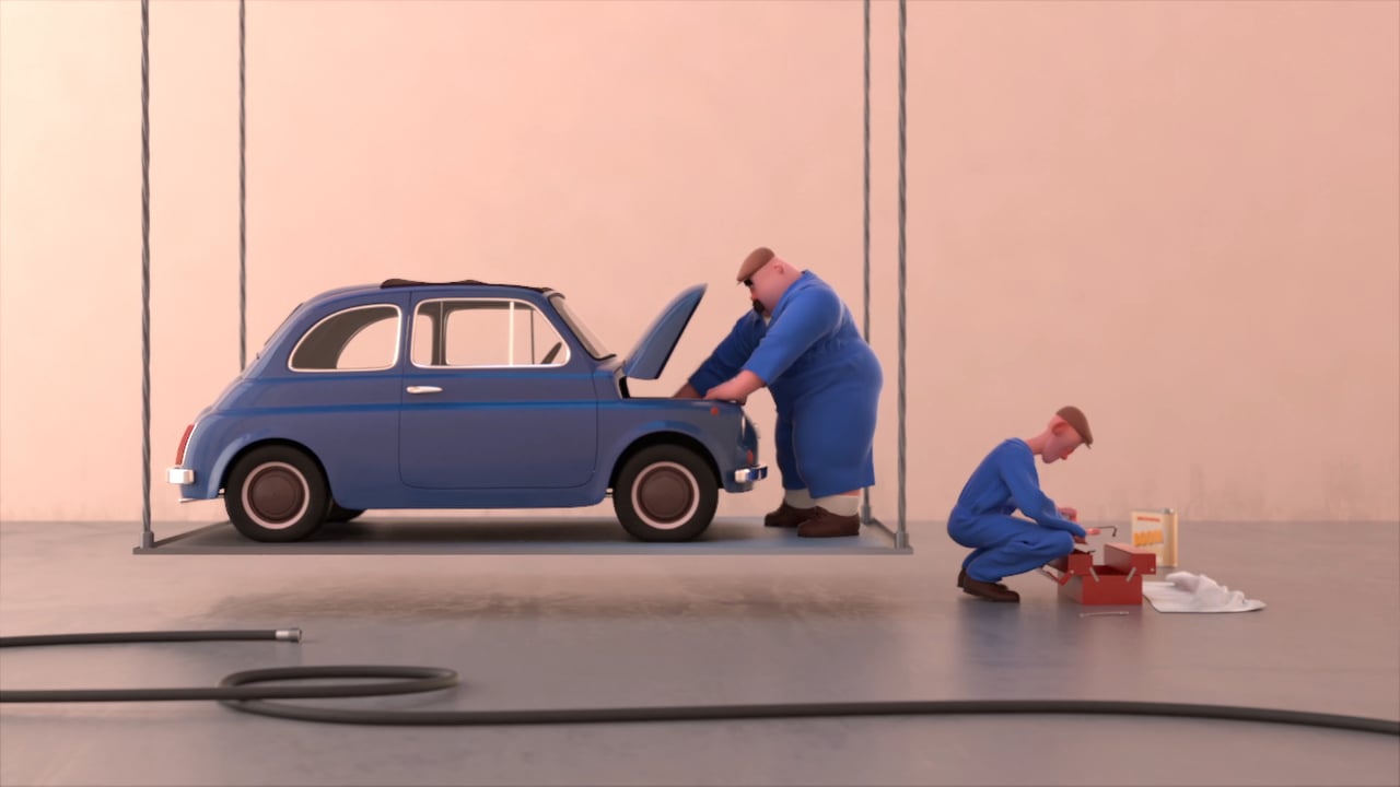 La voltige du garage dans un petit film d&rsquo;animation