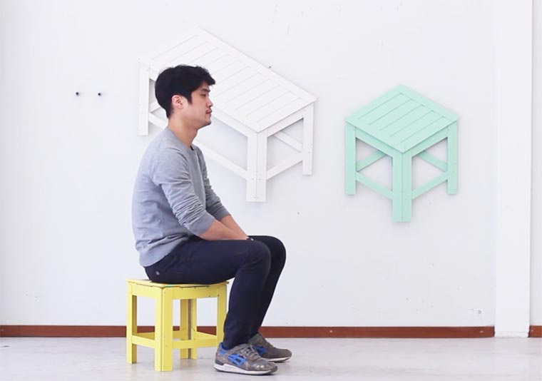 Des meubles pliants en illusions 2D/3D