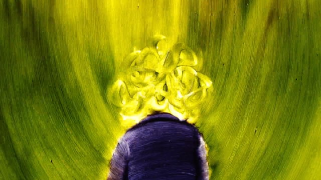 Un clip de musique peint à la main sur du verre