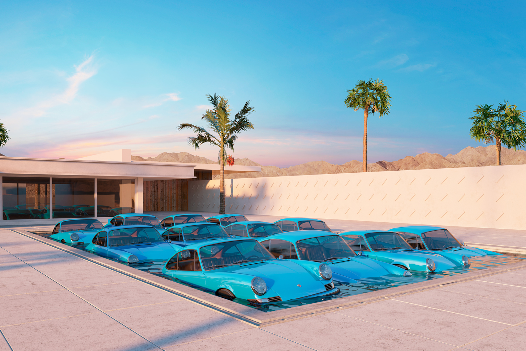 Des Porsche dans des situations improbables à Palm Springs
