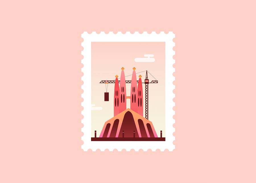 Des villes et leurs monuments en petits timbres animés