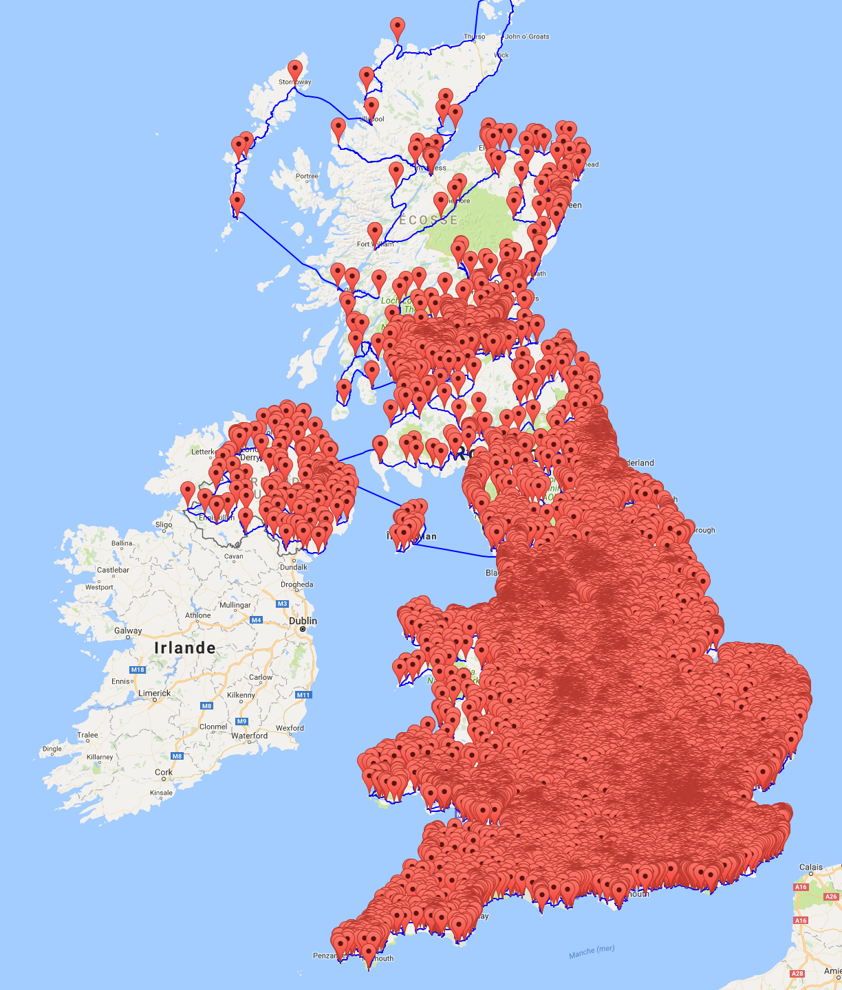 En 45 495km, vous pouvez visiter tous les pubs du Royaume-Uni