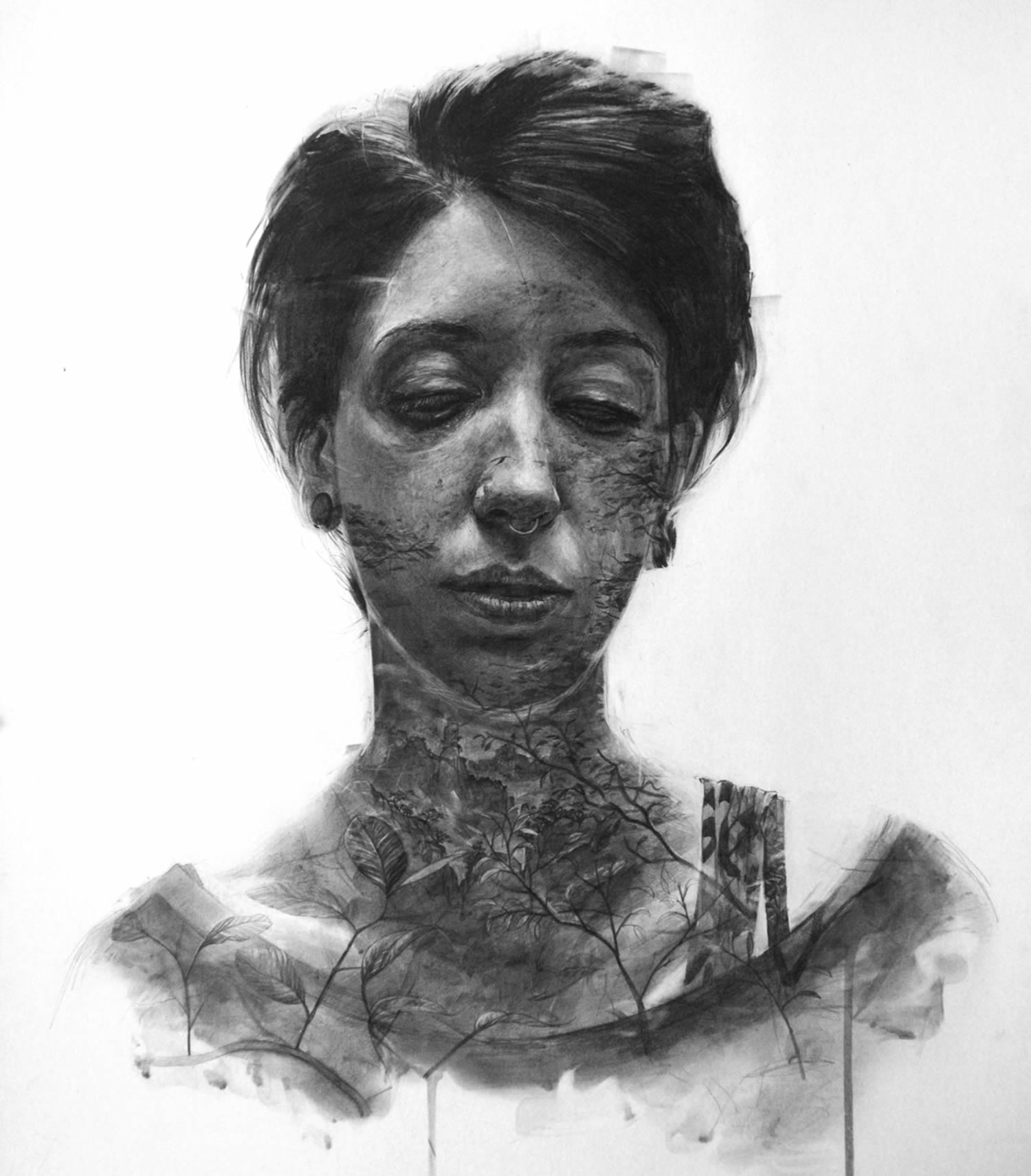 Des portraits en graphite soluble par Thomas Cian